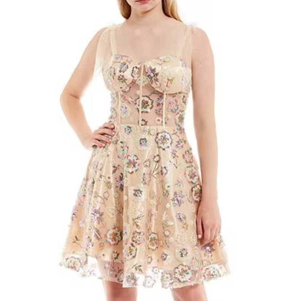 NWT $215 COYA Collection Juniors Multi-colored Sequin Dress